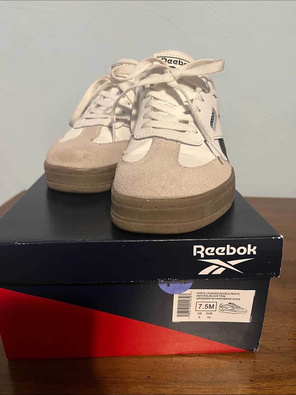 Reebok Women’s Low-Top Sneakers in White & Beige with Gum Sole
